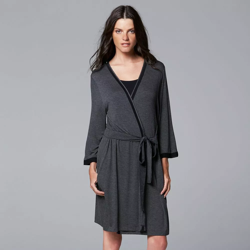 Women's Simply Vera Vera Wang Basic Luxury Wrap Robe 4 Women's Simply Vera Vera Wang Basic Luxury Wrap Robe - Image 2