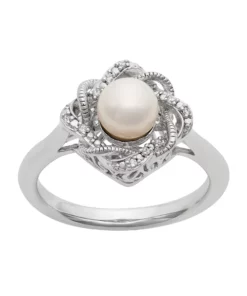 Simply Vera Vera Wang Freshwater Cultured Pearl & Diamond Accent Sterling Silver Twist Ring