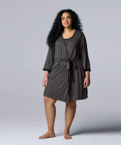 Plus Size Simply Vera Vera Wang Basic Luxury Wrap Robe