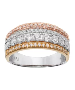 Simply Vera Vera Wang Tri Tone 14k Gold 1 Carat T.W. Diamond Multi Row Anniversary Ring