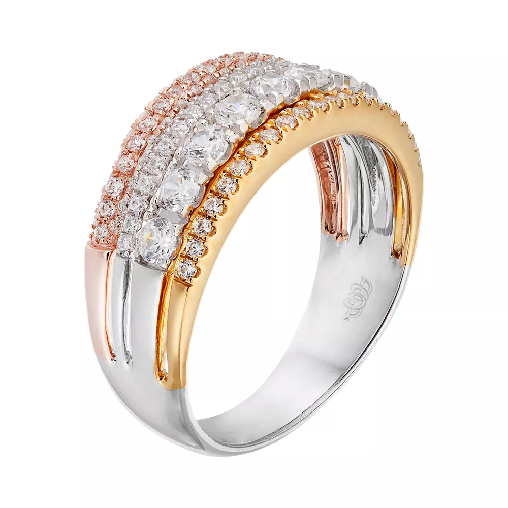 Simply Vera Vera Wang Tri Tone 14k Gold 1 Carat T.W. Diamond Multi Row Anniversary Ring 4 Simply Vera Vera Wang Tri Tone 14k Gold 1 Carat T.W. Diamond Multi Row Anniversary Ring - Image 2