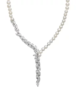 Simply Vera Vera Wang Sterling Silver Dyed Freshwater Cultured Pearl & Lab-Created White Sapphire Y Necklace