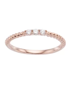 Simply Vera Vera Wang 14k Gold 1/10 Carat T.W. Diamond 3-Stone Twist Anniversary Ring -Simply Vera Vera Wang Shop 3055955 Rose
