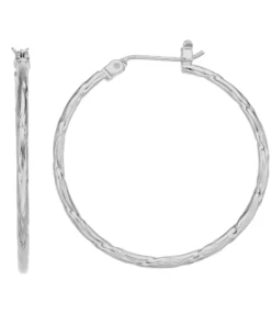 Simply Vera Vera Wang Textured Silver Tone Hoop Earrings