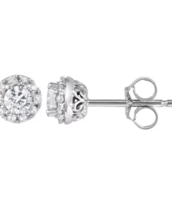 Simply Vera Vera Wang 14k White Gold Halo Stud Earrings