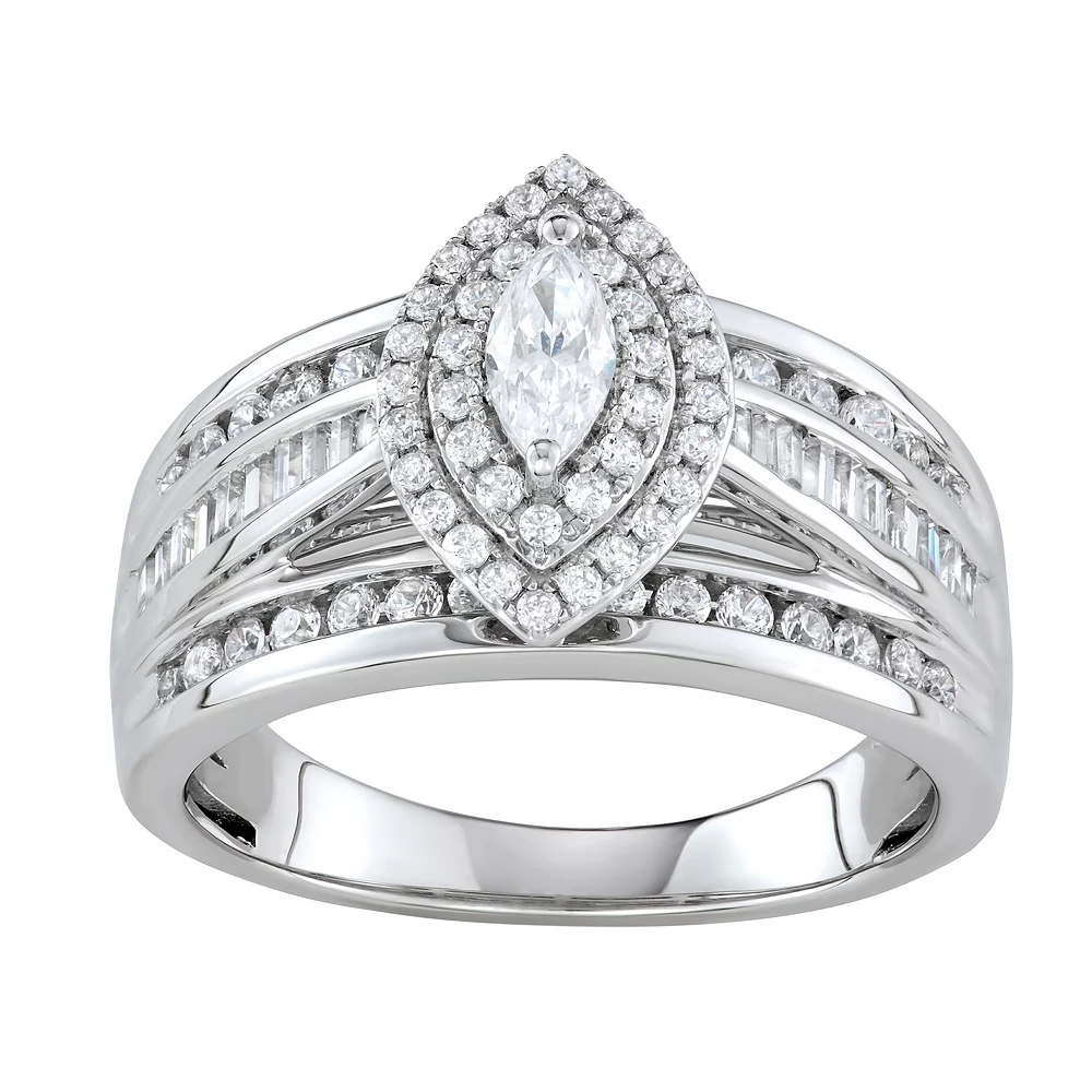 Simply Vera Vera Wang 14k White Gold 1 Carat T.W. Diamond Marquise Tiered Engagement Ring 3 Simply Vera Vera Wang 14k White Gold 1 Carat T.W. Diamond Marquise Tiered Engagement Ring