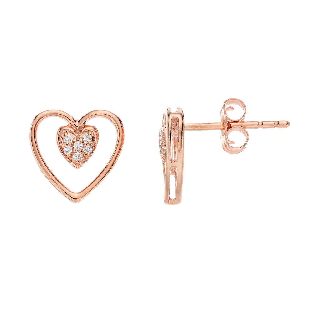 Simply Vera Vera Wang 1/10 Carat T.W. Diamond Double-Heart Earrings 3 Simply Vera Vera Wang 1/10 Carat T.W. Diamond Double-Heart Earrings