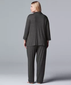 Plus Size Women's Simply Vera Vera Wang Basic Luxury Notch Pajama Set 8 Plus Size Women's Simply Vera Vera Wang Basic Luxury Notch Pajama Set -Simply Vera Vera Wang Shop 3952152 ALT