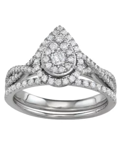 Simply Vera Vera Wang 14k White Gold 3/4 Carat T.W. Diamond Teardrop Engagement Ring Set