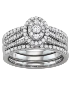 Simply Vera Vera Wang 14k White Gold 3/4 Carat T.W. Diamond Cluster Engagement Ring Set