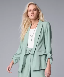 Women's Simply Vera Vera Wang Roll-Tab Relaxed Blazer -Simply Vera Vera Wang Shop 4243347 Moxie Green