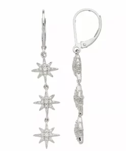 Simply Vera Vera Wang Sterling Silver 1/4 Carat T.W. Diamond 3-Star Leverback Earrings