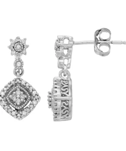 Simply Vera Vera Wang Sterling Silver 1/7 Carat T.W. Diamond Dangle Earrings