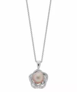 Simply Vera Vera Wang Sterling Silver Diamond Accent Freshwater Cultured Pearl Knot Pendant Necklace