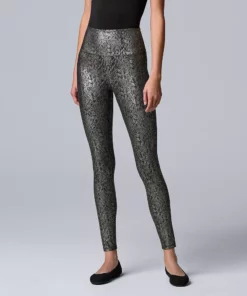 Women's Simply Vera Vera Wang High Rise Faux Leather Shaping Leggings 14 Women's Simply Vera Vera Wang High Rise Faux Leather Shaping Leggings -Simply Vera Vera Wang Shop 4473241 Silver Foil Snake