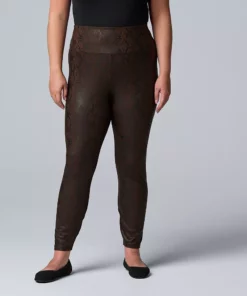 Plus Size Simply Vera Vera Wang High Rise Faux Leather Leggings -Simply Vera Vera Wang Shop 4473242 Brown Snake