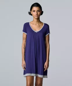 Women's Simply Vera Vera Wang Basic Luxury Sleepshirt -Simply Vera Vera Wang Shop 4780278 Navy