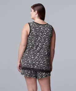 Plus Size Simply Vera Vera Wang Basic Luxury Pajama Tank & Pajama Boxers Set -Simply Vera Vera Wang Shop 4780280 ALT