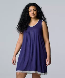 Plus Size Simply Vera Vera Wang Basic Luxury Chemise -Simply Vera Vera Wang Shop 4780281 Navy