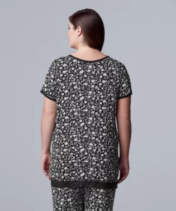 Plus Size Simply Vera Vera Wang Basic Luxury Short Sleeve Pajama Top -Simply Vera Vera Wang Shop 4780284 ALT