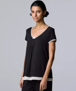 Women's Simply Vera Vera Wang Basic Luxury Pajama Sleep Top -Simply Vera Vera Wang Shop 4780285 Black