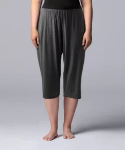 Plus Size Simply Vera Vera Wang Basic Luxury Pajama Capri Pants -Simply Vera Vera Wang Shop 4780289 Heather Gray