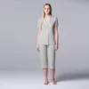 Women's Simply Vera Vera Wang Basic Luxury Notch Collar Pajama Shirt & Pajama Capris Set