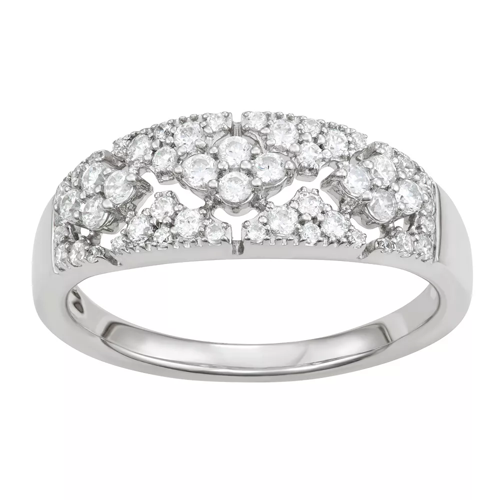 Simply Vera Vera Wang Sterling Silver 1/2 Carat T.W. Diamond Openwork Ring 3 Simply Vera Vera Wang Sterling Silver 1/2 Carat T.W. Diamond Openwork Ring