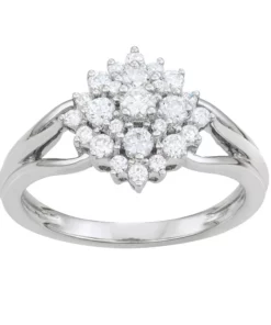 Simply Vera Vera Wang Sterling Silver 1/2 Carat T.W. Diamond Cluster Ring