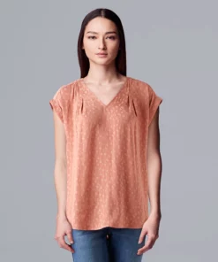 Women's Simply Vera Vera Wang V-Neck Top -Simply Vera Vera Wang Shop 4826767 Aspire Mauve