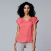 Women's Simply Vera Vera Wang V-Neck Top -Simply Vera Vera Wang Shop 4826767 Comet Coral