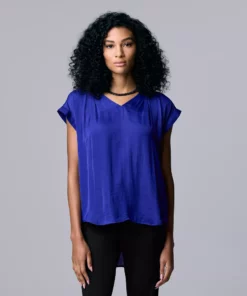 Women's Simply Vera Vera Wang V-Neck Top -Simply Vera Vera Wang Shop 4826767 Electric Gulf