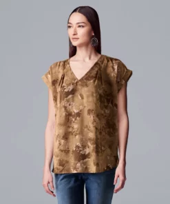 Women's Simply Vera Vera Wang V-Neck Top -Simply Vera Vera Wang Shop 4826767 Elegance Floral
