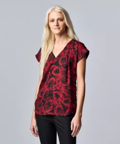 Women's Simply Vera Vera Wang V-Neck Top -Simply Vera Vera Wang Shop 4826767 Graphic Rose