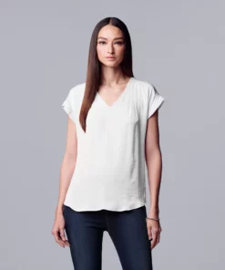 Women's Simply Vera Vera Wang V-Neck Top -Simply Vera Vera Wang Shop 4826767 Modern White
