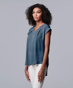 Women's Simply Vera Vera Wang V-Neck Top -Simply Vera Vera Wang Shop 4826767 Moonbeam Blue