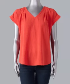 Women's Simply Vera Vera Wang V-Neck Top -Simply Vera Vera Wang Shop 4826767 Red Kiss