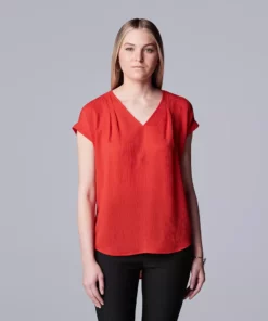 Women's Simply Vera Vera Wang V-Neck Top -Simply Vera Vera Wang Shop 4826767 Swift Red