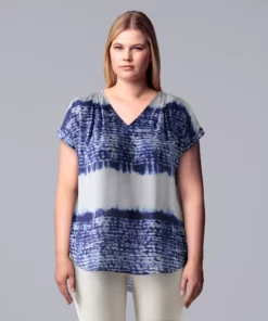Plus Size Simply Vera Vera Wang Dolman Popover Top -Simply Vera Vera Wang Shop 4852066 Shibori Dye