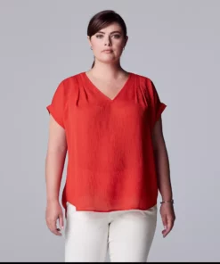 Plus Size Simply Vera Vera Wang Dolman Popover Top -Simply Vera Vera Wang Shop 4852066 Swift Red