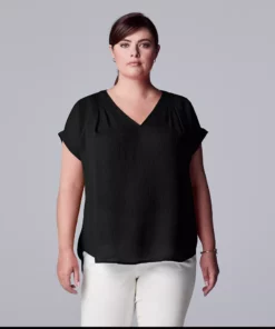 Plus Size Simply Vera Vera Wang Dolman Popover Top -Simply Vera Vera Wang Shop 4852066 Vera Black