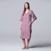 Women's Simply Vera Vera Wang Velour Maxi Sleepshirt -Simply Vera Vera Wang Shop 5005138 Plum Stripe