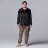 Plus Size Simply Vera Vera Wang Velour Pajama Top & Banded Bottom Pajama Pants Set -Simply Vera Vera Wang Shop 5005143 Natural Animal