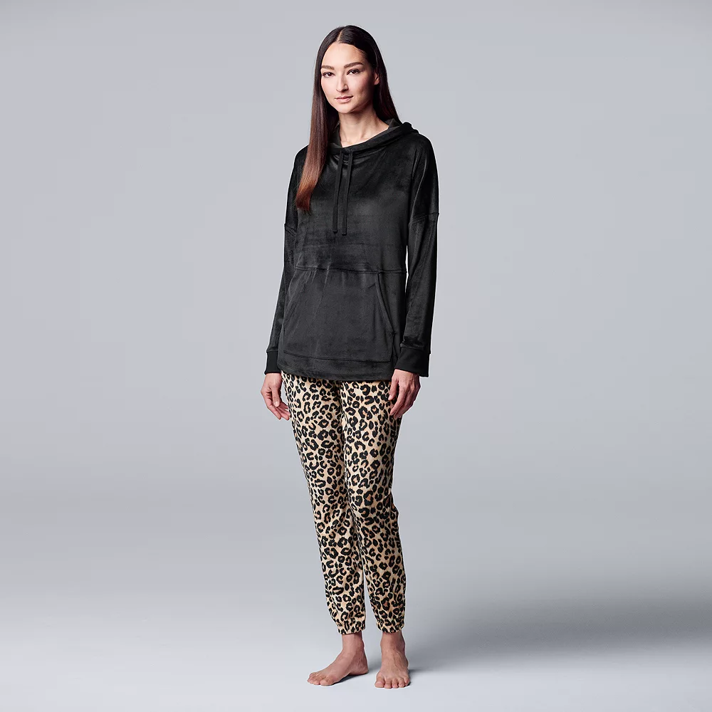 Petite Simply Vera Vera Wang Velour Hooded Pajama Top and Banded Bottom Pajama Pants Sleep Set 5 Petite Simply Vera Vera Wang Velour Hooded Pajama Top and Banded Bottom Pajama Pants Sleep Set - Image 3