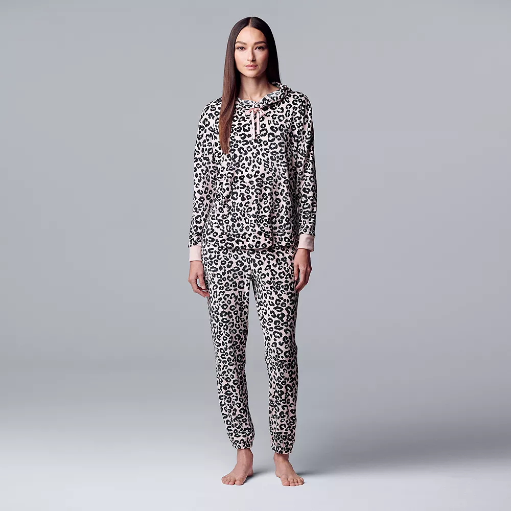 Petite Simply Vera Vera Wang Velour Hooded Pajama Top and Banded Bottom Pajama Pants Sleep Set 4 Petite Simply Vera Vera Wang Velour Hooded Pajama Top and Banded Bottom Pajama Pants Sleep Set - Image 2