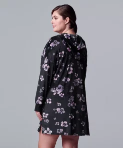 Plus Size Simply Vera Vera Wang Velour Long Sleeve Hooded Sleepshirt -Simply Vera Vera Wang Shop 5005151 ALT