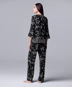 Women's Simply Vera Vera Wang 3/4 Sleeve Pajama Top & Pajama Pants Set -Simply Vera Vera Wang Shop 5047902 ALT
