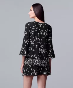 Women's Simply Vera Vera Wang 3/4 Sleeve Pajama Top & Pajama Boxer Shorts Set -Simply Vera Vera Wang Shop 5047904 ALT