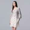 Women's Simply Vera Vera Wang 3/4 Sleeve Sleepshirt -Simply Vera Vera Wang Shop 5047907 Ivory Animal