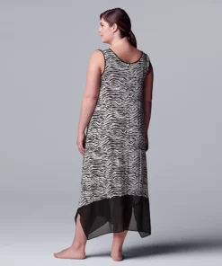 Plus Size Simply Vera Vera Wang Maxi Chemise with Chiffon Trim -Simply Vera Vera Wang Shop 5047910 ALT